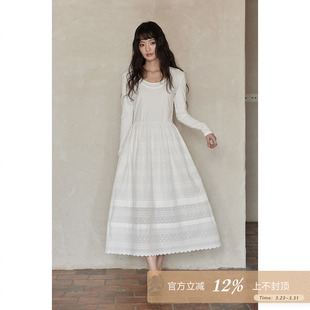 夕蒙2026新款 韩系气质裙子显瘦收腰独特小众巨好看白色连衣裙 春季