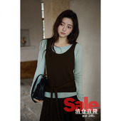 小众氛围感独特假两件针织衫 洋气上衣修身 清仓秒杀 秋韩系时尚