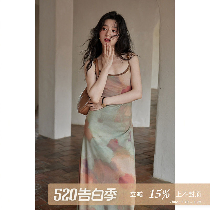 夕蒙2026新款夏小个子法式气质设计感小众长款内搭吊带连衣裙女