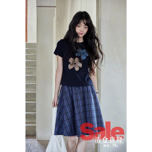 【清仓秒杀】夏韩系气质上衣小个子减龄高级独特短款正肩短袖t恤