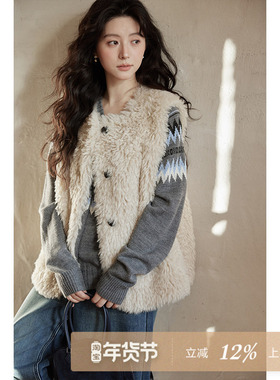 夕蒙2025新款冬季独特漂亮绝美巨好看羊羔毛毛绒高级感马甲外套女