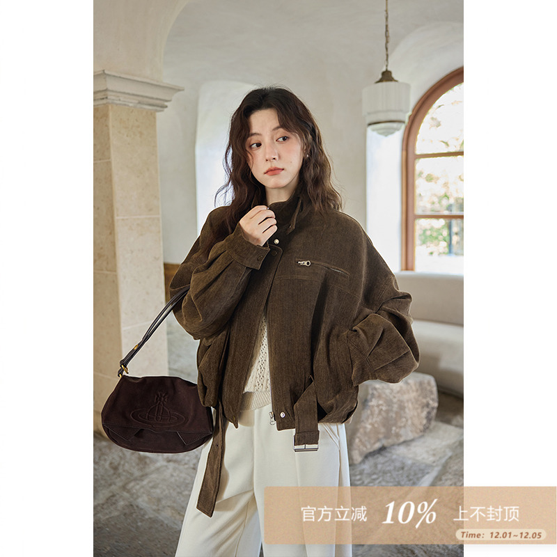 夕蒙2025新款秋冬韩系气质上衣绝美小个子巨好看独特漂亮咖色外套
