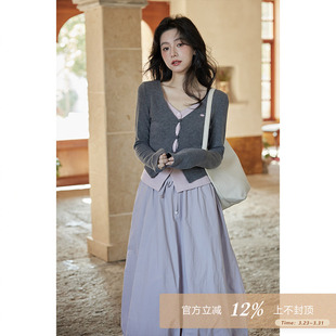 假两件t恤 洋气短款 夕蒙2026新款 春秋韩系小个子小众独特别致时尚