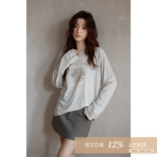 t恤女 韩系气质上衣宽松小众慵懒风独特漂亮长袖 夕蒙2026新款 春季