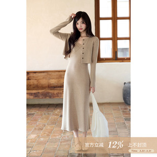 夕蒙2026新款 韩系气质裙子小个子小众独特绝美连衣裙两件套女 春季