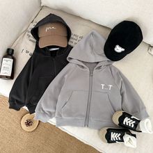 男童春装外套儿童连帽卫衣2025新款小童秋季薄款帅气宝宝时髦开衫