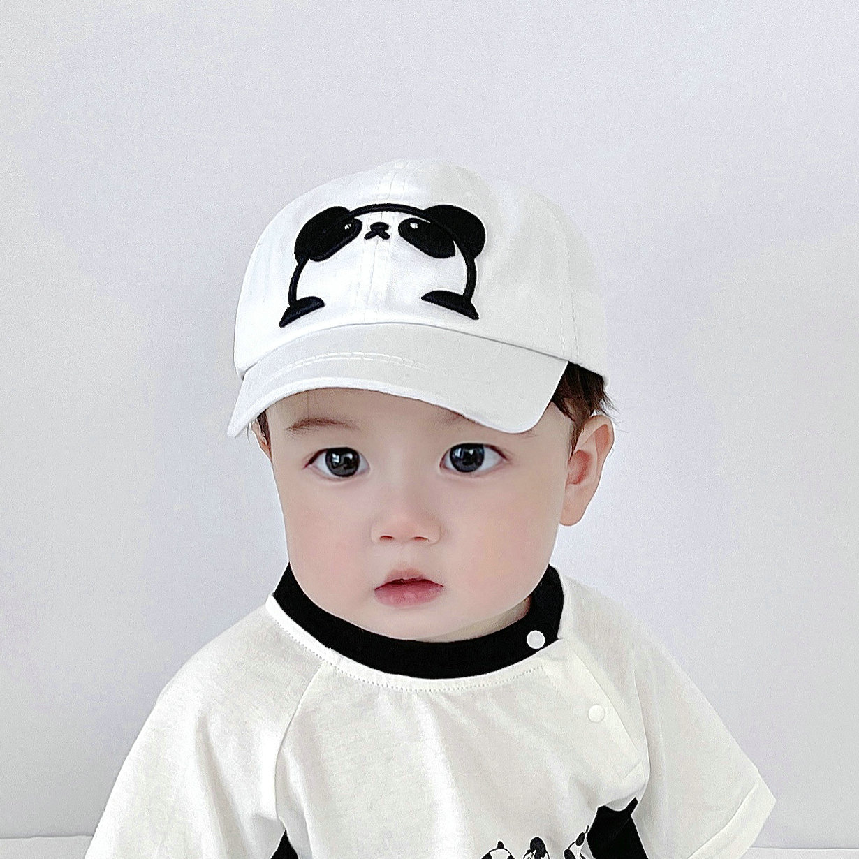 男宝宝棒球帽春秋夏休闲熊猫帽子图案宽檐鸭舌帽潮儿童帽子