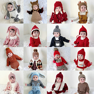 男女童宝宝婴儿针织帽子包耳护耳帽毛线帽外出保暖 百搭秋冬春季