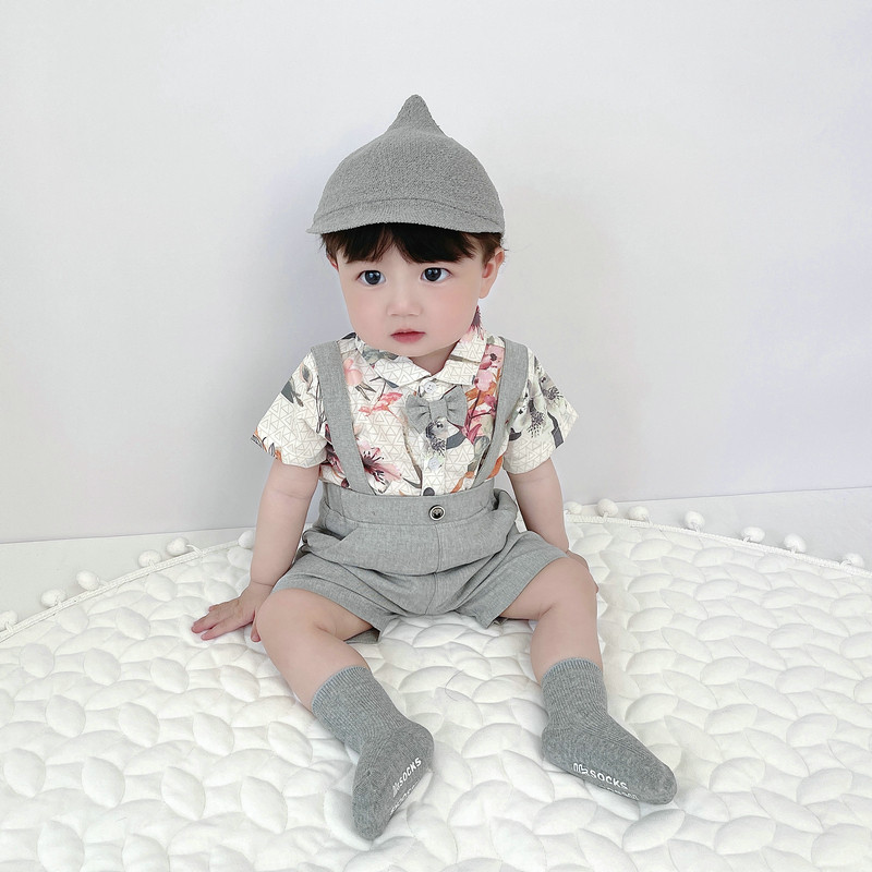 婴儿衣服夏季款儿童周岁礼服抓周衬衫套装一岁男宝宝百天绅士西服