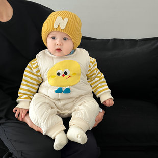 婴儿衣服可爱宝宝冬装超萌超萌背带裤套装秋冬新款加绒中厚连体衣