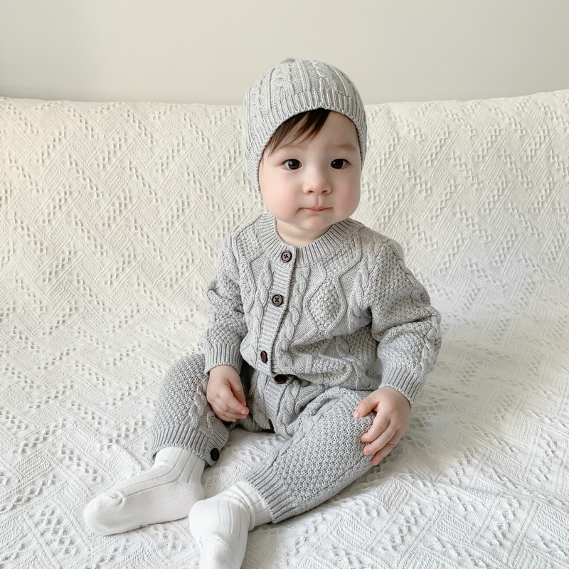 春秋款男女宝宝婴儿纯色前开扣针织连体衣毛球帽新生儿纯棉爬服,童装/婴儿装/亲子装,连身衣/爬服/哈衣,淘宝优惠券,粉丝福利购,淘宝优惠卷