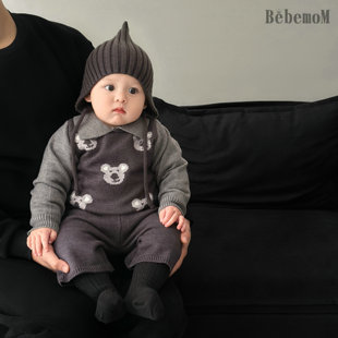 韩系男宝宝针织套装秋冬新款时尚小童洋气领撞色毛衣婴儿休闲短裤