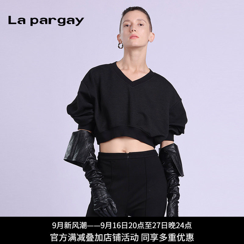 纳帕佳V领短款慵懒风卫衣女