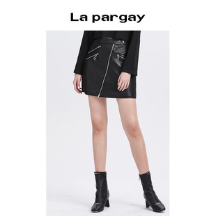 黑色裙子百搭休闲直筒短款 女装 半身裙 新款 Lapargay纳帕佳2024春季