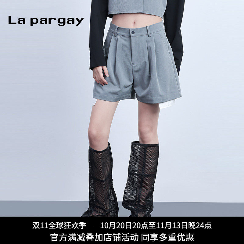 纳帕佳高腰阔腿显瘦西装短裤女