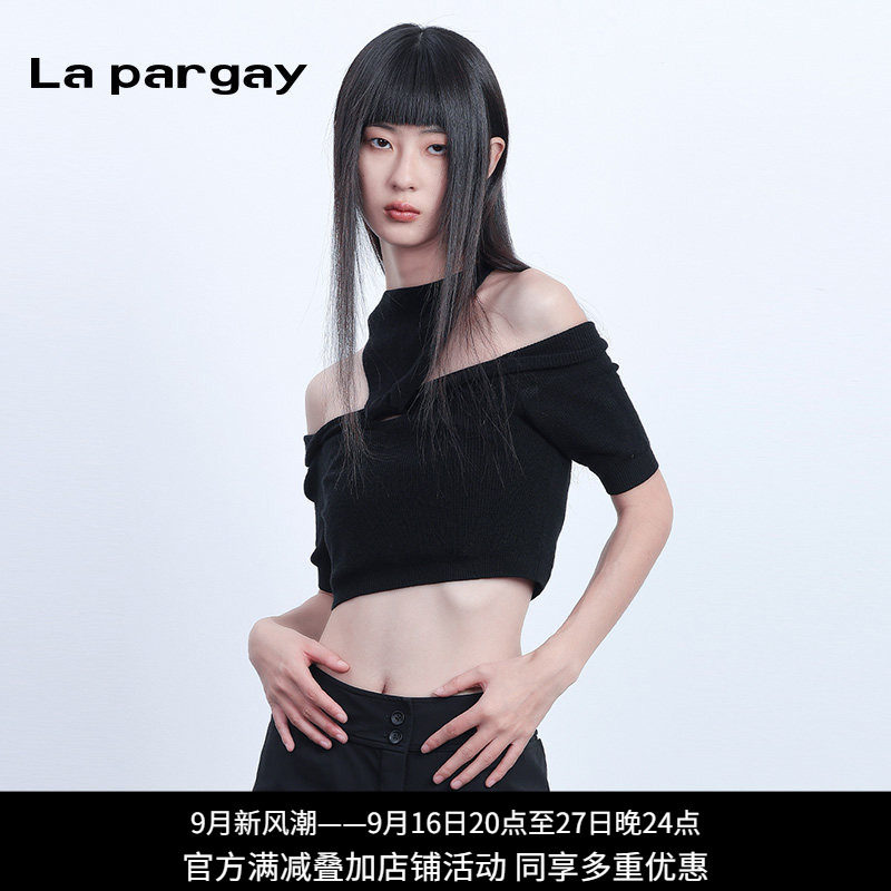 lapargay挂脖露肩套头针织衫
