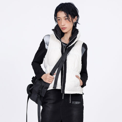 纳帕佳双面穿立领短款羽绒马甲