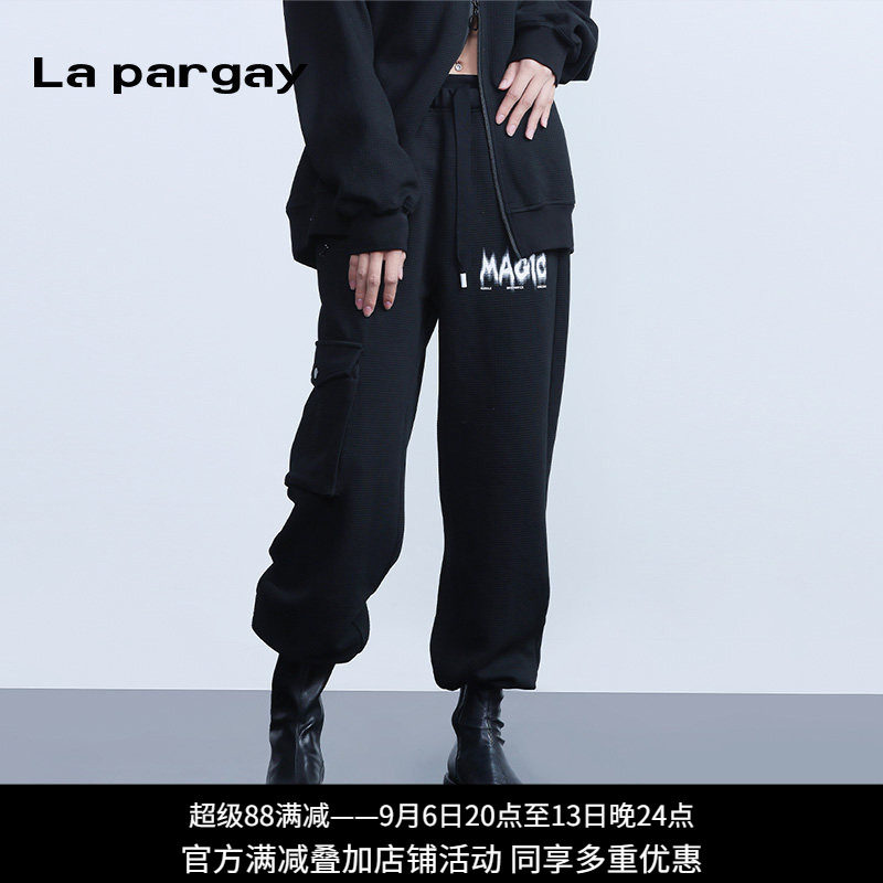 纳帕佳暗黑多口袋显瘦束脚工装裤