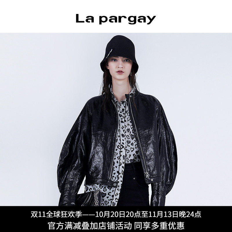 纳帕佳短款休闲真皮立领羊皮皮衣