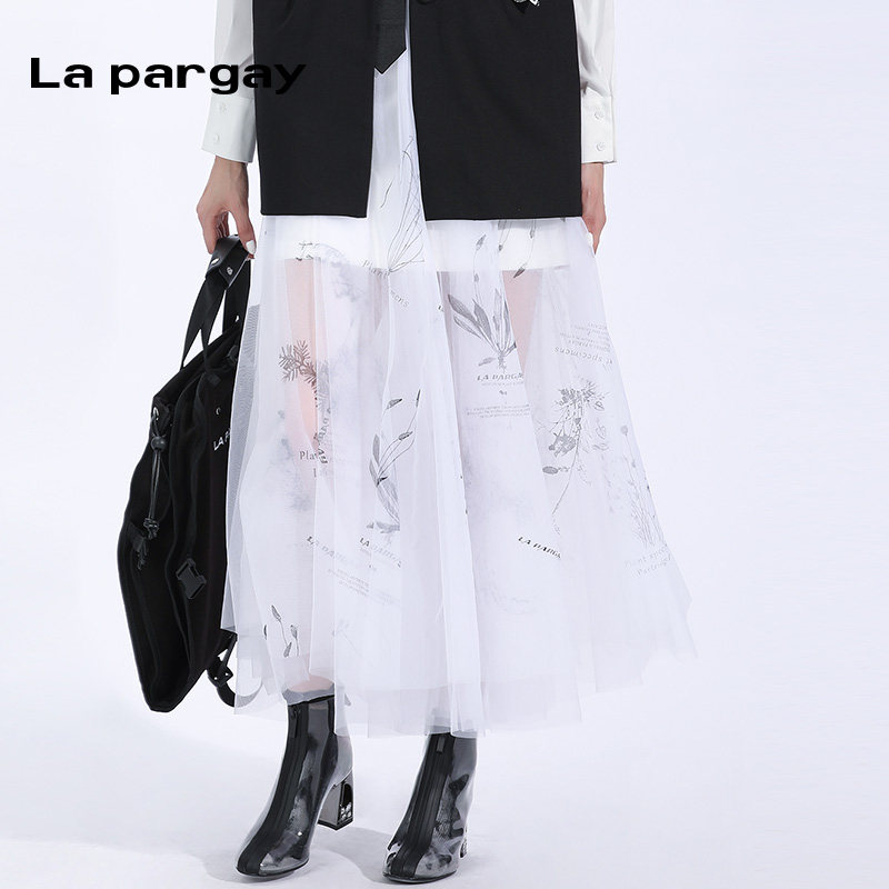 高腰薄款印花半身裙Lapargay