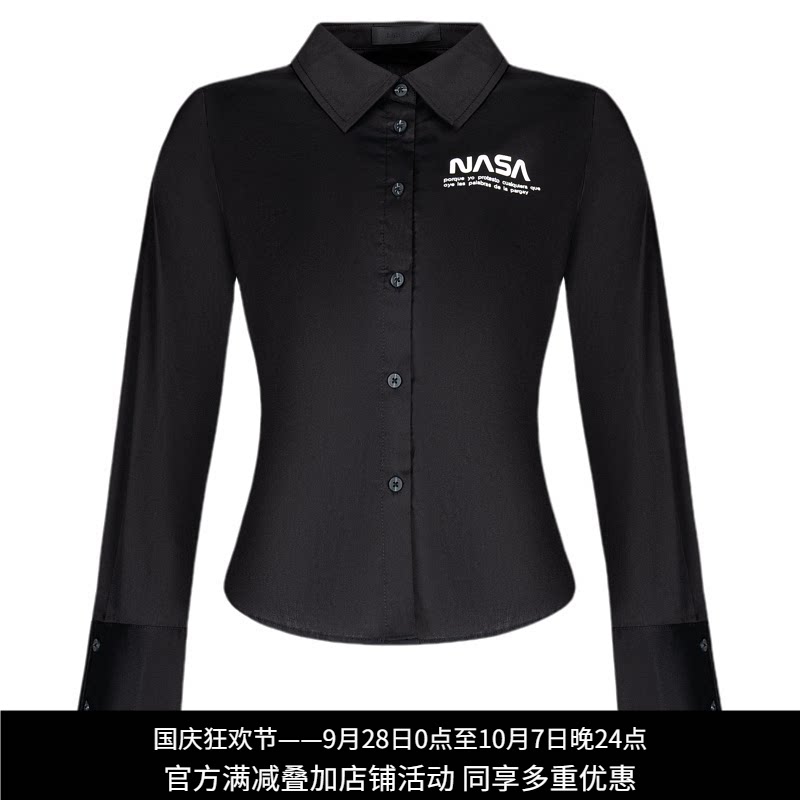 纳帕佳字母印花长袖衬衫女显瘦