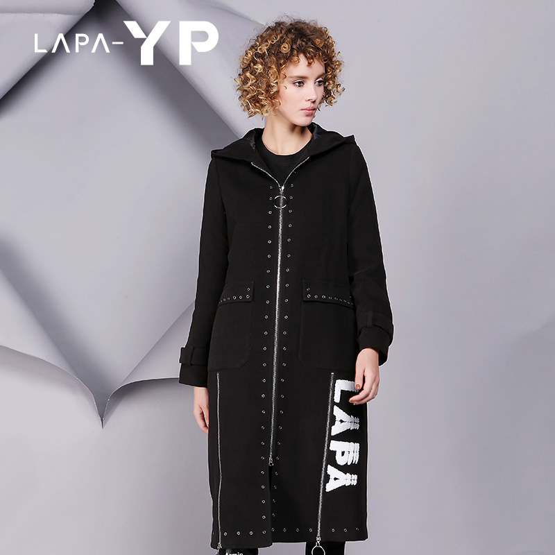 纳帕佳秋冬黑色大衣长款风衣外套