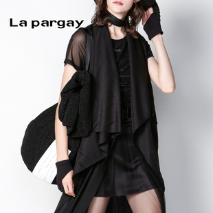 Lapargay纳帕佳2023秋冬新款上衣时尚气质设计感小心机短袖T恤女