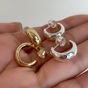 博主ins風(fēng)格 小胖圈 韓系金銀雙色飾品硅膠耳夾蚊香盤(pán)無(wú)耳洞無(wú)痛