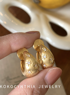 日落星辰～哑光磨砂锆石款精致蚊香盘硅胶耳夹无耳洞无痛高级感女