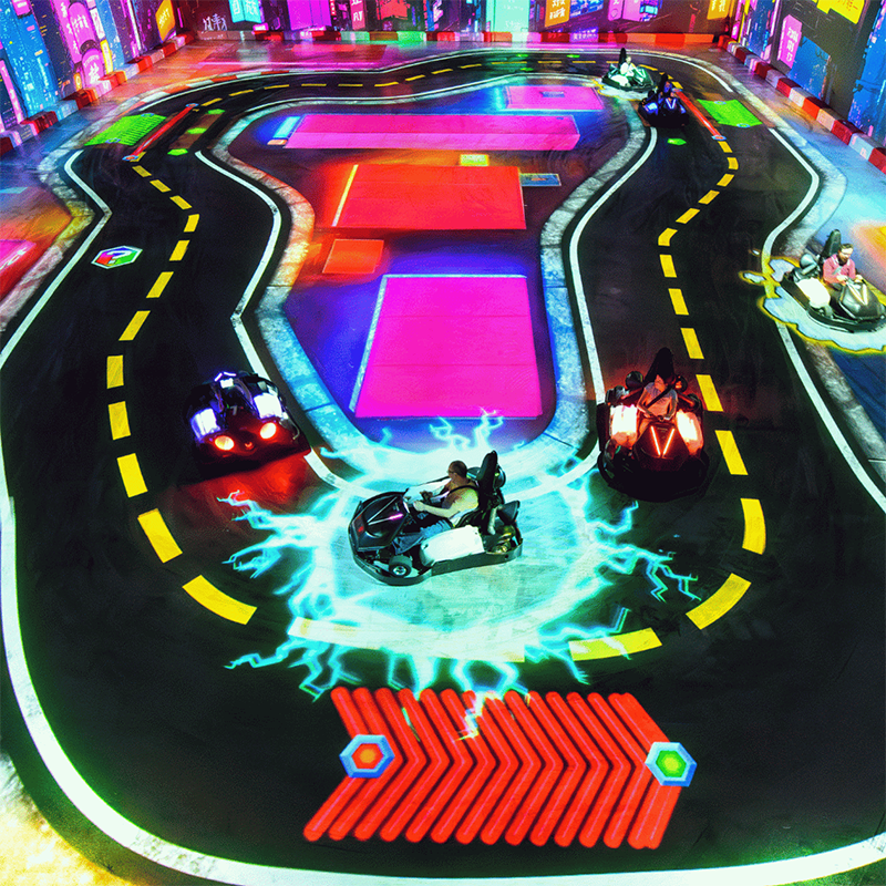 瑞康乐AR光影卡丁车全息互动投影沉浸式飘移碰碰车AR地面电玩设备