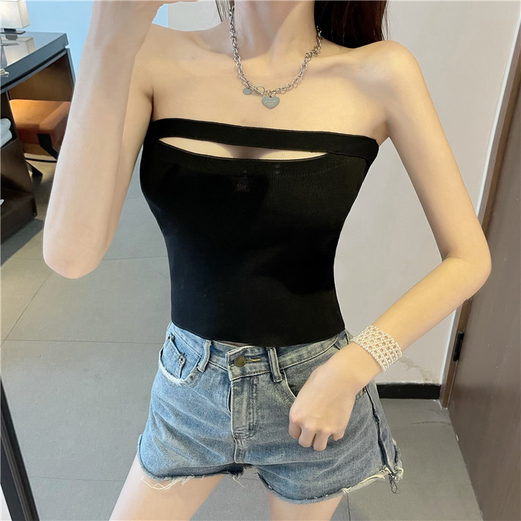 Real shooting and real price summer new style hollow out breast wrapping and breast wiping sexy trick simple vest bottom coat