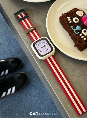 CA.《Vintage Club》复古条纹磨砂防水硅胶iWatch表带适用苹果9/8