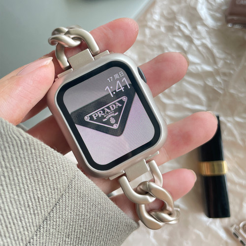 星光色苹果手表钢化膜保护硬壳