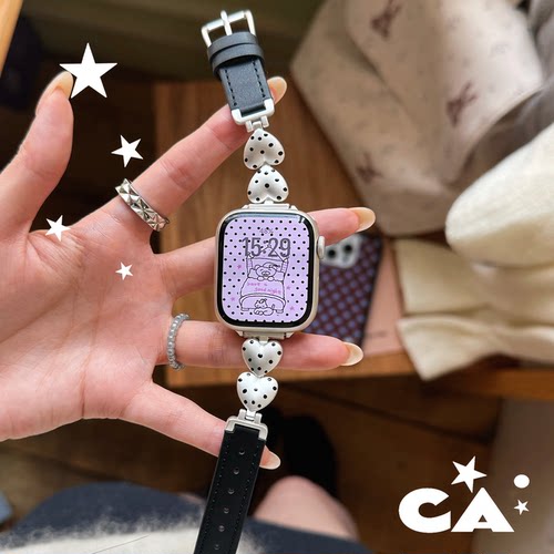 CA.秋冬波点爱心拼皮苹果表带