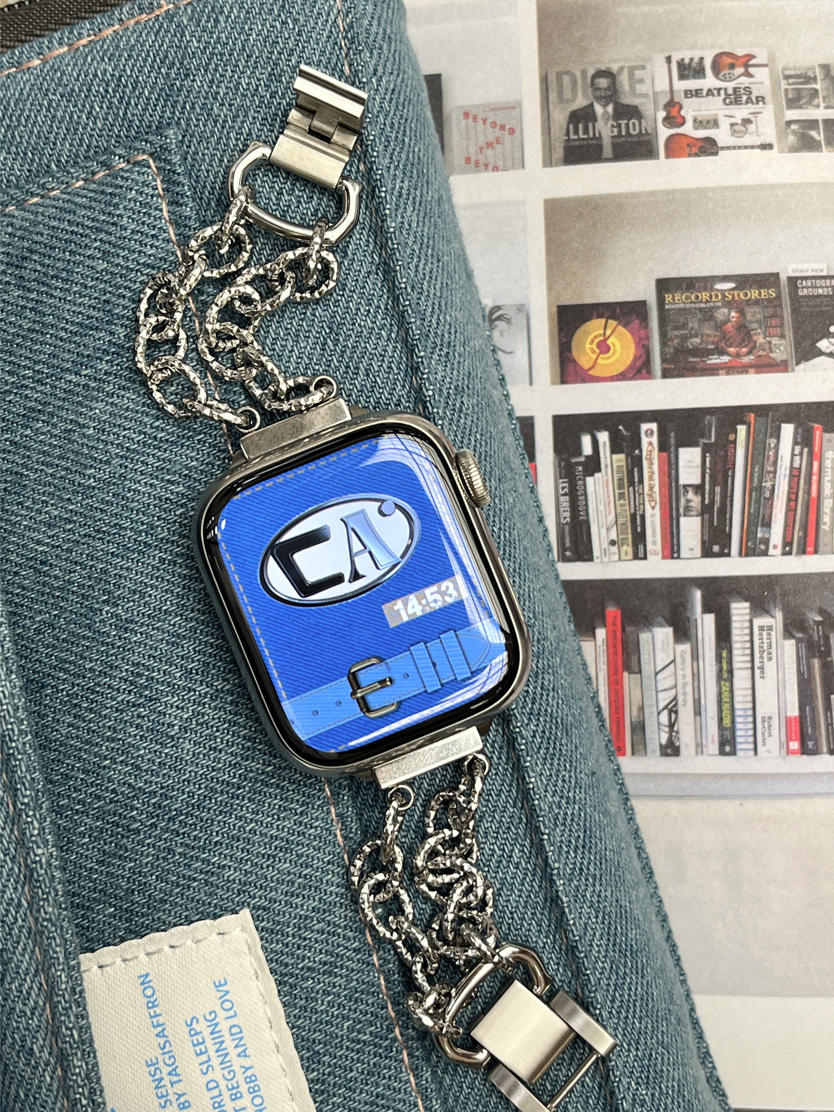 CA.《The 2nd CHAIN》拉丝钛银色双链条iWatch表带适用苹果Apple
