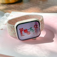 适用苹果手表 春樱色单圈弹力编织表带AppleWatch7 iWatch6/5/4/3