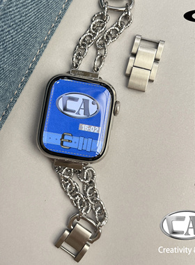 CA.《The 2nd CHAIN》拉丝钛银色双链条iWatch表带适用苹果Apple
