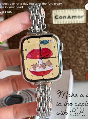 CA. Ins圆环编织不锈钢iWatch表带不掉色适用苹果AppleWatch9S8