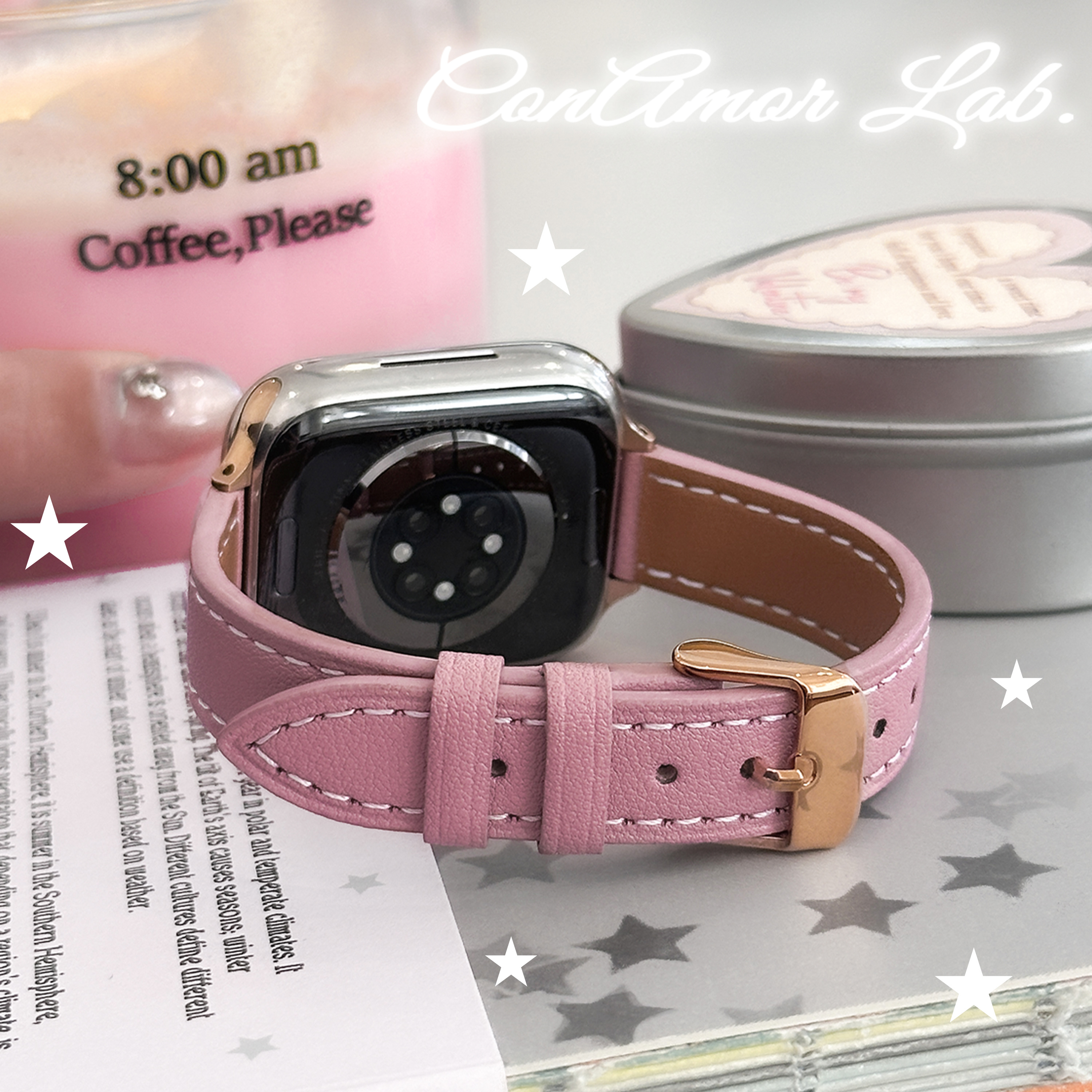 CA.新色！小牛皮粉紫色细版表带