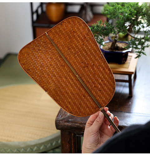 竹编扇子编织扇 竹子扇 夏季竹扇复古扇蒲扇团扇手工扇