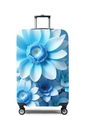 花朵1蓝色弹力箱套拉杆箱旅行旅游登机行李皮箱保护罩防尘袋耐磨