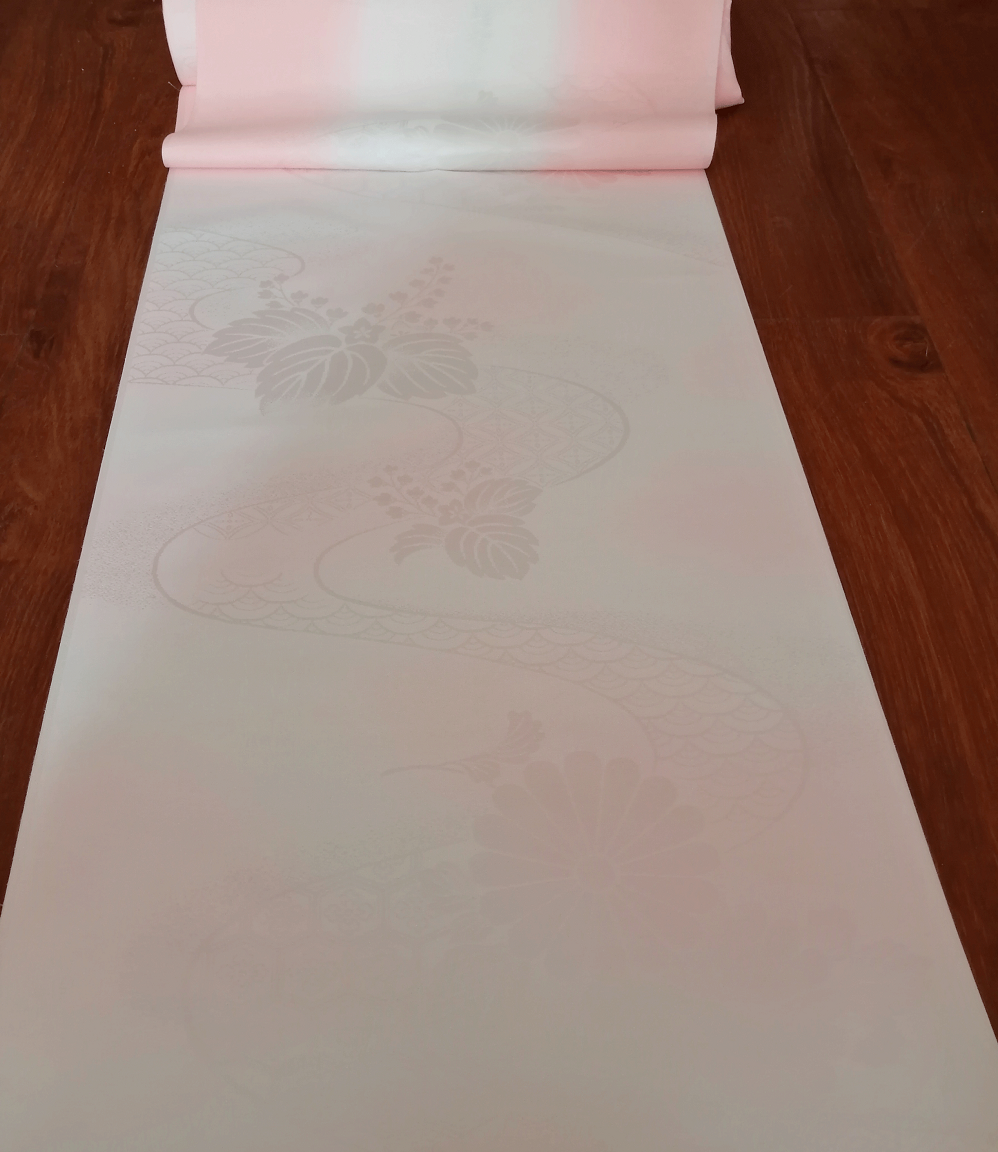 日本进口布料 化纤 长襦袢 本振用布 反物旗袍汉服倒大袖真丝布料