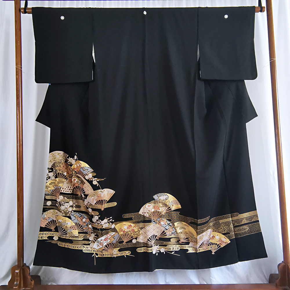 日本正统和服 正绢 黑留袖 旗袍汉服倒大袖真丝改衣布料