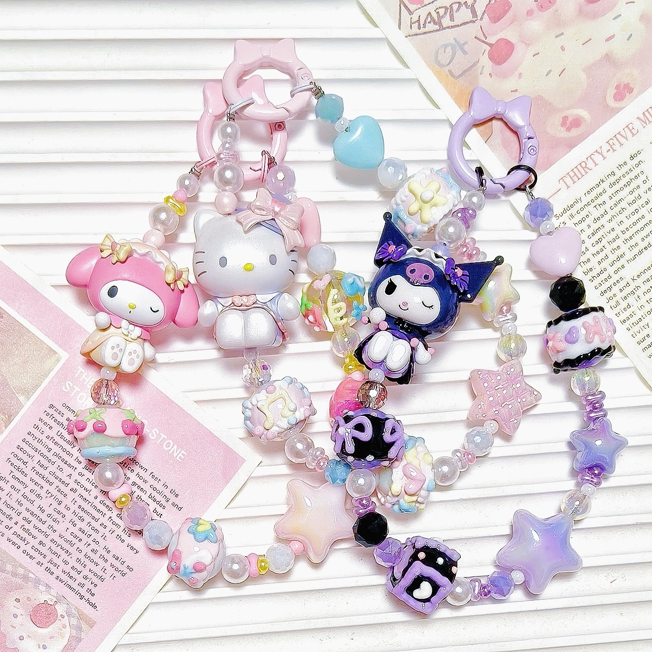 【原创】正版三丽鸥可爱萌粒简约百搭童趣手绘珠手机挂链钥匙链,3C数码配件,手机挂件/手机链,淘宝优惠券,粉丝福利购,淘宝优惠卷