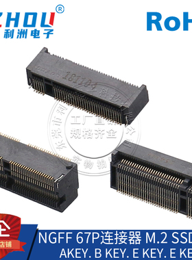 LOTES NGFF 67P连接器 M.2 SSD插槽 A KEY. B KEY. E KEY .M KEY