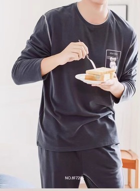 24秋冬小熊爱家冬懒人装金蚕猫抓绒睡衣8F7205套头男家居服