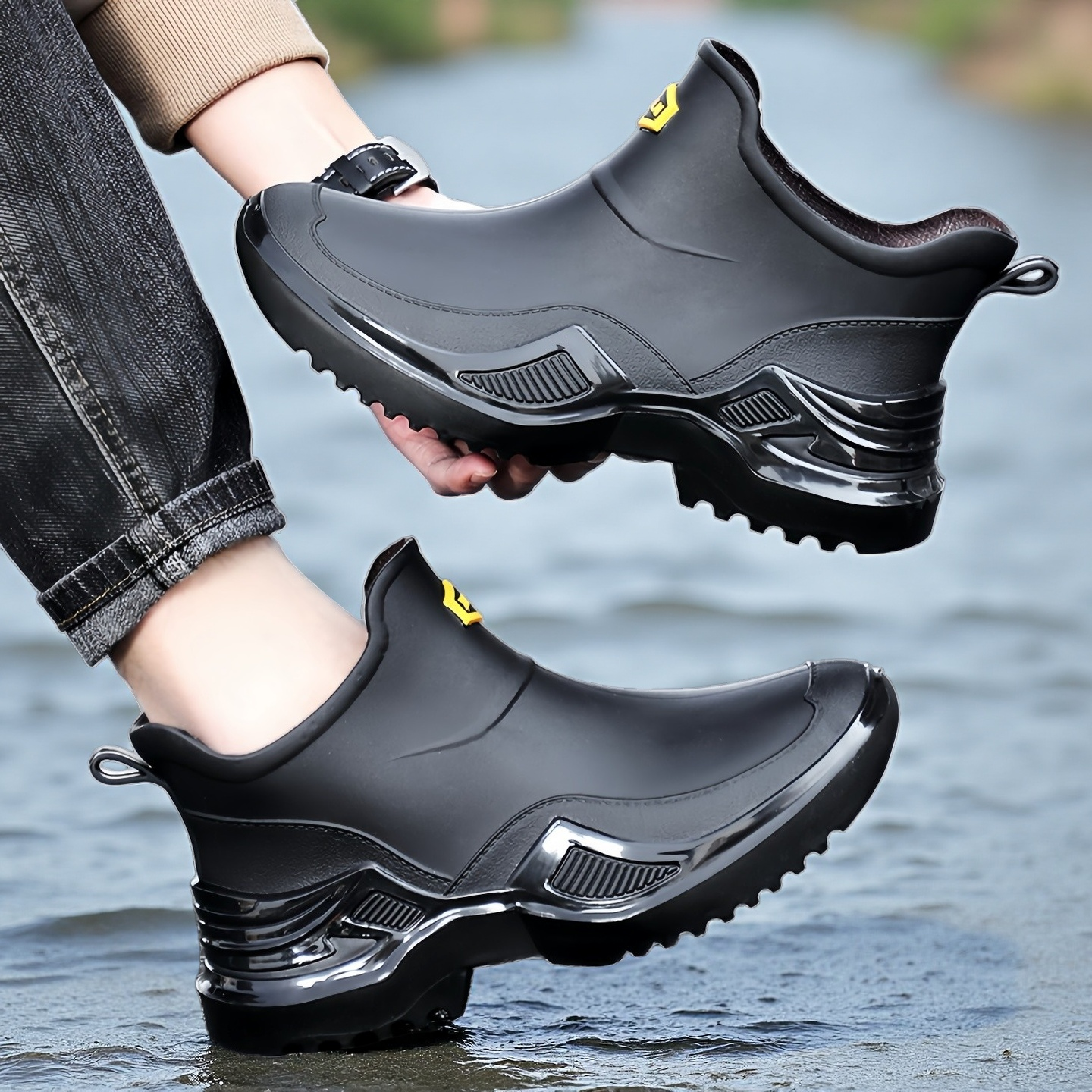 轻便舒适低筒男士雨鞋防水防滑