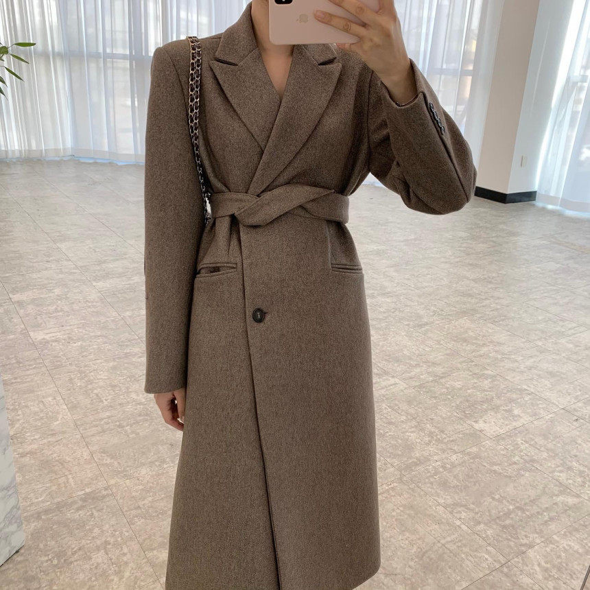 2025年冬季韩国chic冬季法式气质呢子大衣系带收腰显瘦女装外套,女装/女士精品,毛呢外套,淘宝优惠券,粉丝福利购,淘宝优惠卷