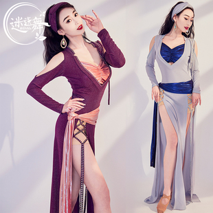 迷迭舞原创新款秋冬肚皮舞袍子shabbi民俗舞蹈练功服装闪亮表演服
