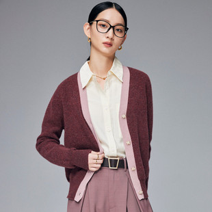 PALUOPO/帕罗山羊绒V领女开衫ET23932R-A